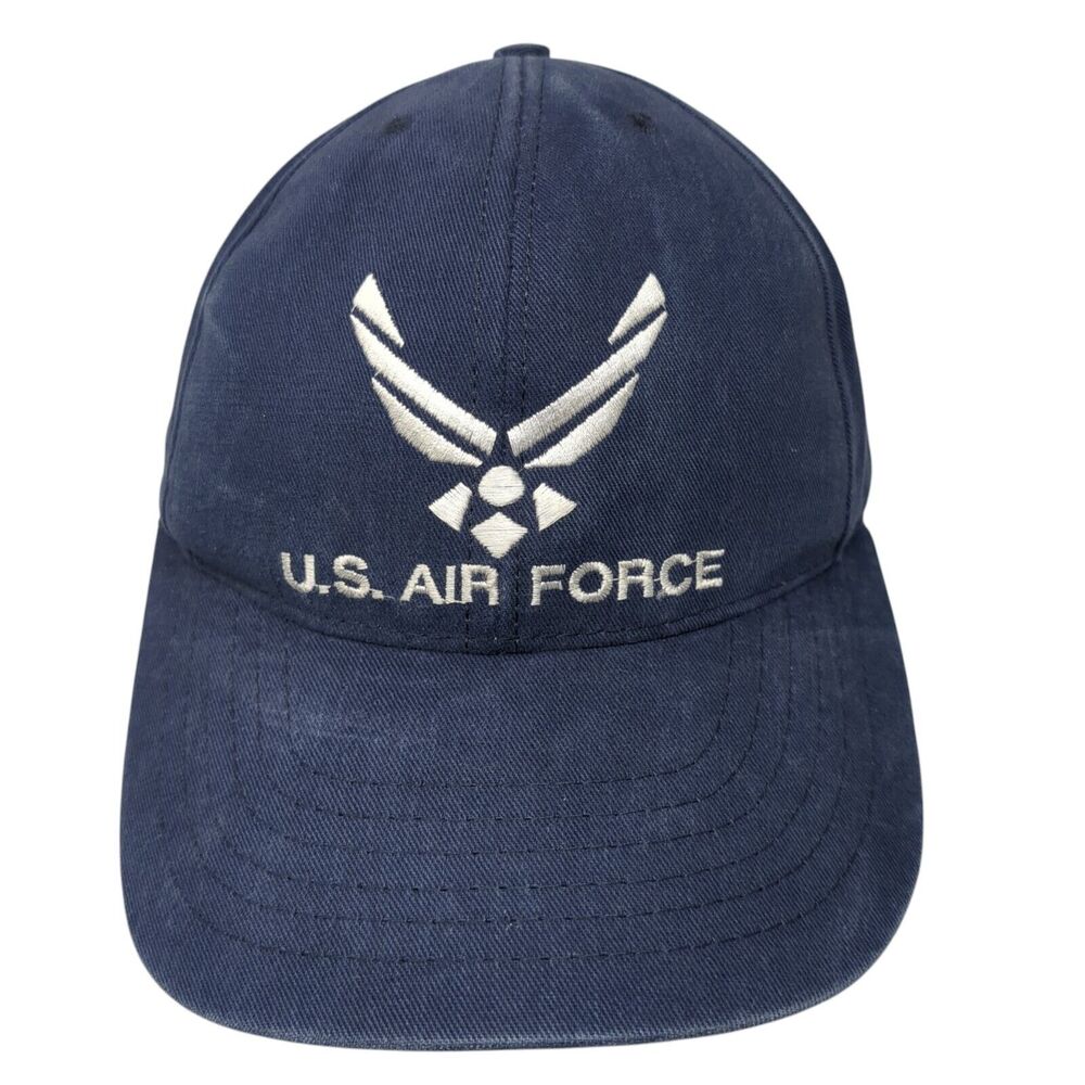 US Air Force Strapback Hat Blue OS Adjustable Embroidered Patriotic 6 Panel